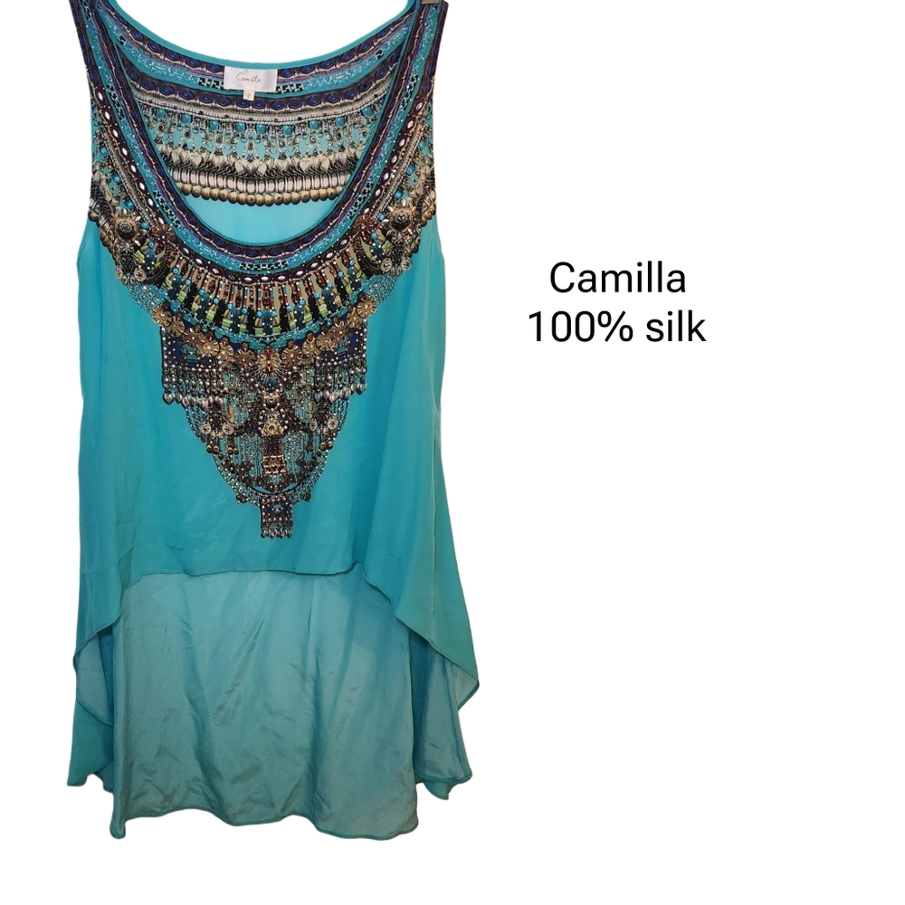 Camilla 100% Silk High Low Tuci Size 2 - Picture 2 of 14